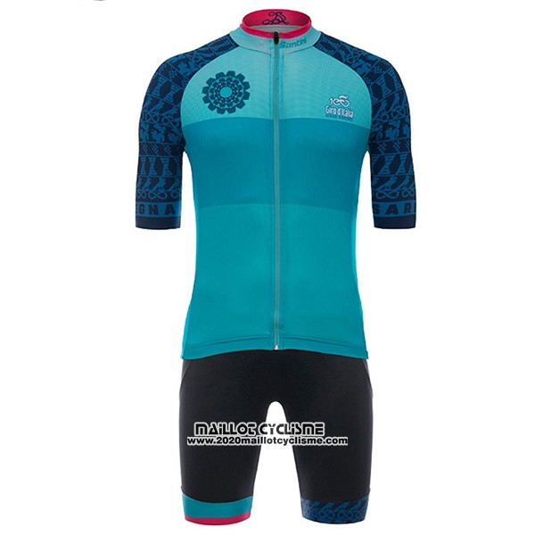 2017 Maillot Ciclismo Giro D'italie Sardegna Bleu Clair Manches Courtes et Cuissard